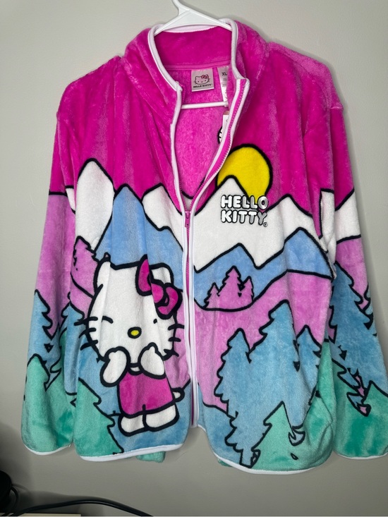Hello Kitty Jackets & Blazers - Hello Kitty Pink Multicolor Plush Zip-Up Jacket